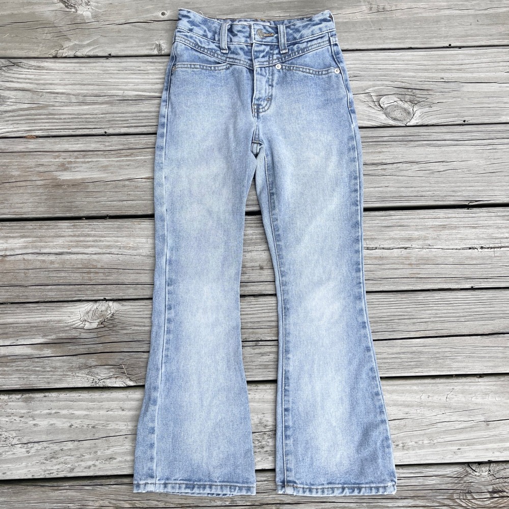Vintage 90s Limited Too Girls Flare Jeans Light Wash Denim Size 8 Slim Cotton